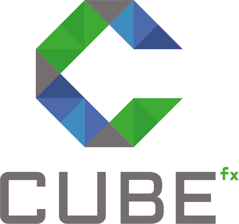 Logo des Unternehmens CUBE fx - Hersteller von Design-Gartenhäusern aus Edelstahl & Glas - isoliert, winterfest, hochwertig