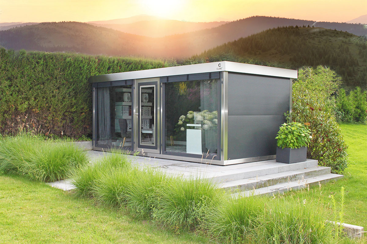 CUBEfx Gartenhaus aus Metall und Glas - isoliert und winterfest - mit Boden